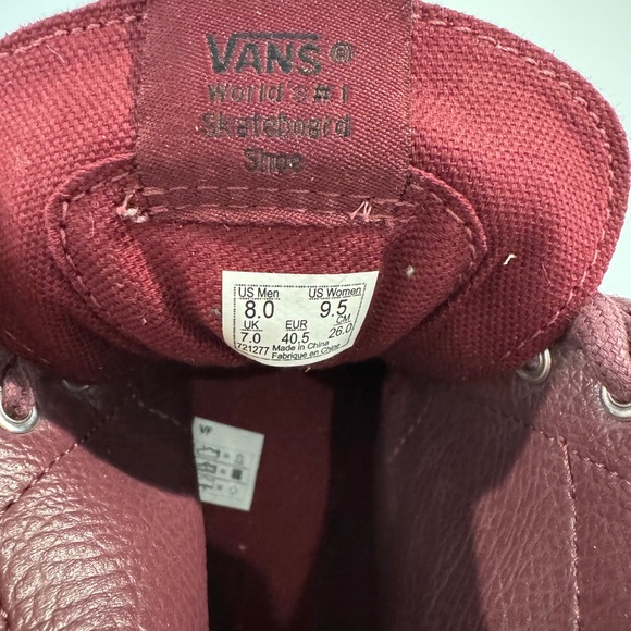 Maroon Fringe Suede Vans Sneakers - Picture 4 of 5